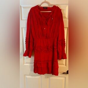 Rebdoll red ruffle detail mini dress